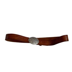 Tooled leather belt